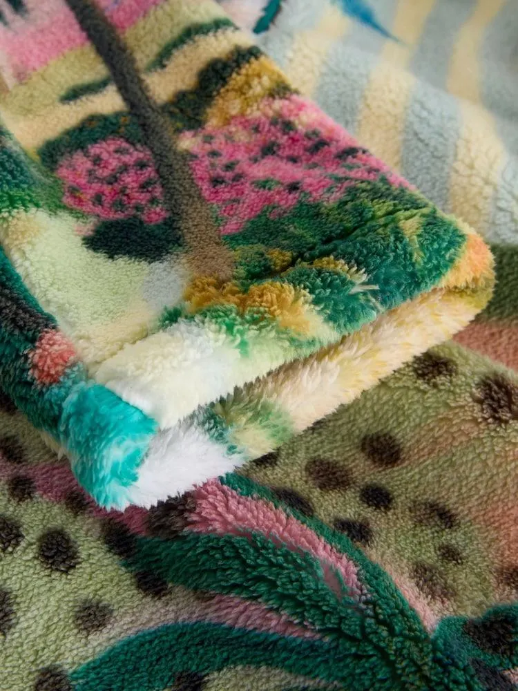 Oranžová tropická scéna - Flísový top s Látka borg a potiskem