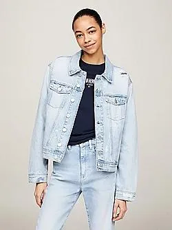 Distressed Denim Classic Mom Trucker Jacket