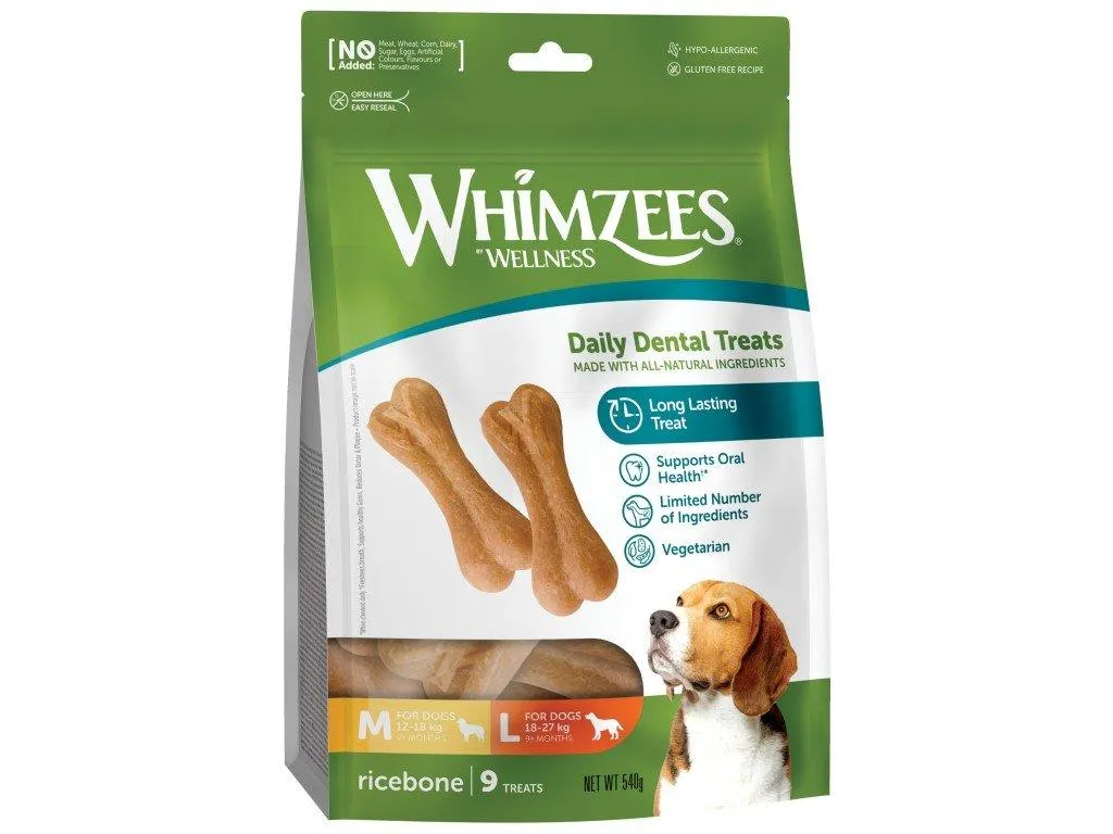 WHIMZEES Rýžová kost dentální pamlsek pro psy M/L (12-27kg) 9ks