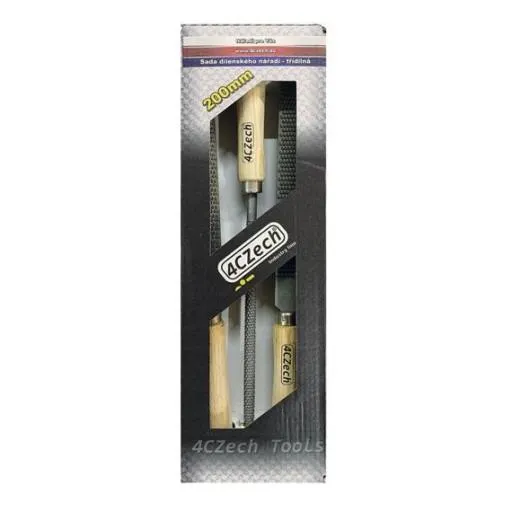 4CZech rašple strojní sek sada 250/2 3 dílná (úsečová, kulatá, plochá) 4CZ-