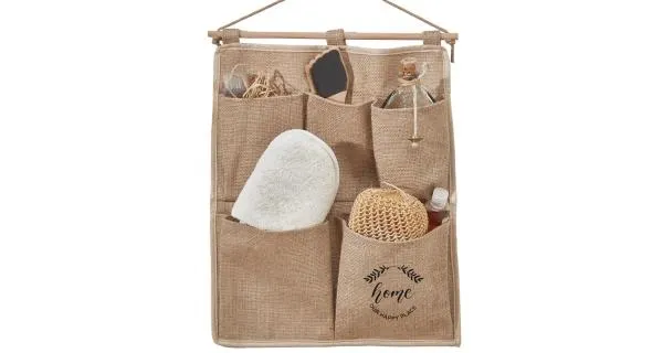 Závěsný organizér do koupelny, hnědý, 35 x 45 cm