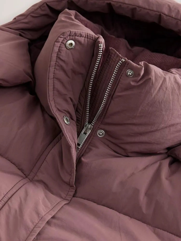 Růžová - Dlouhý nepromokavý prošívaný kabát