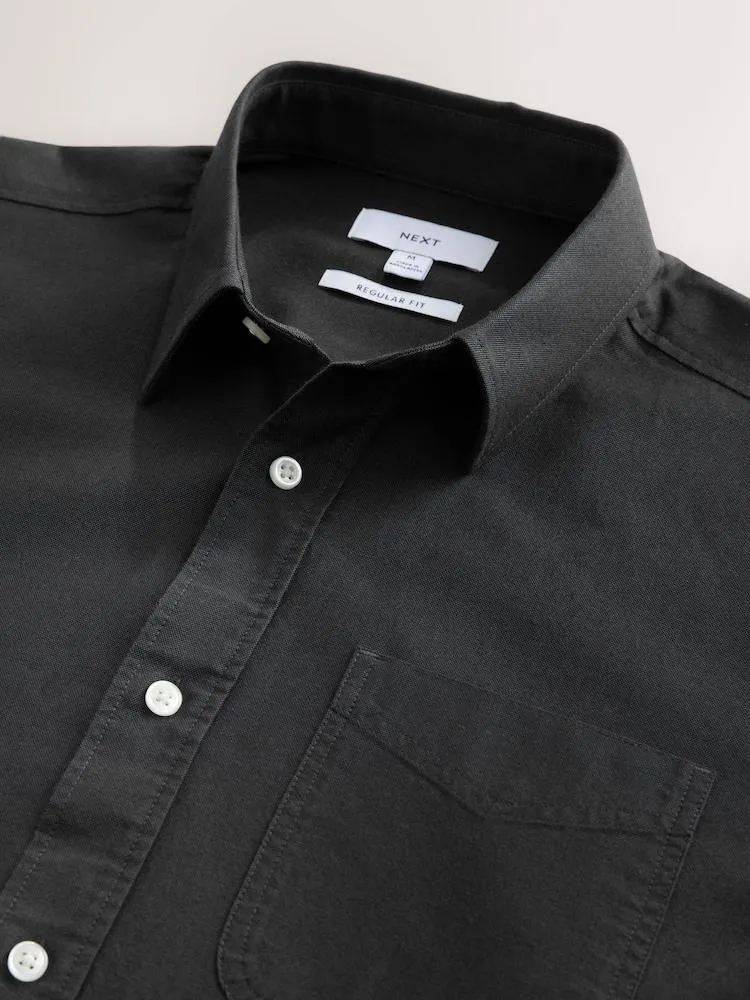 Tmavošedá - Klasicky padnoucí - Košile Oxford s dlouhými rukávy