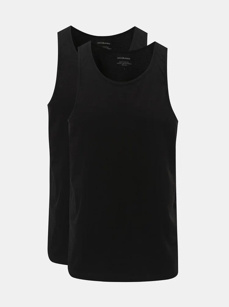 Sada dvou černých basic tílek Jack & Jones