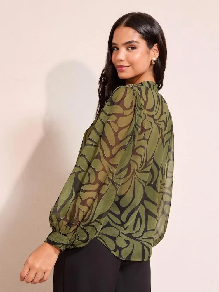 Friends Like These šifonová halenka bez límce s Dlouhým rukávem