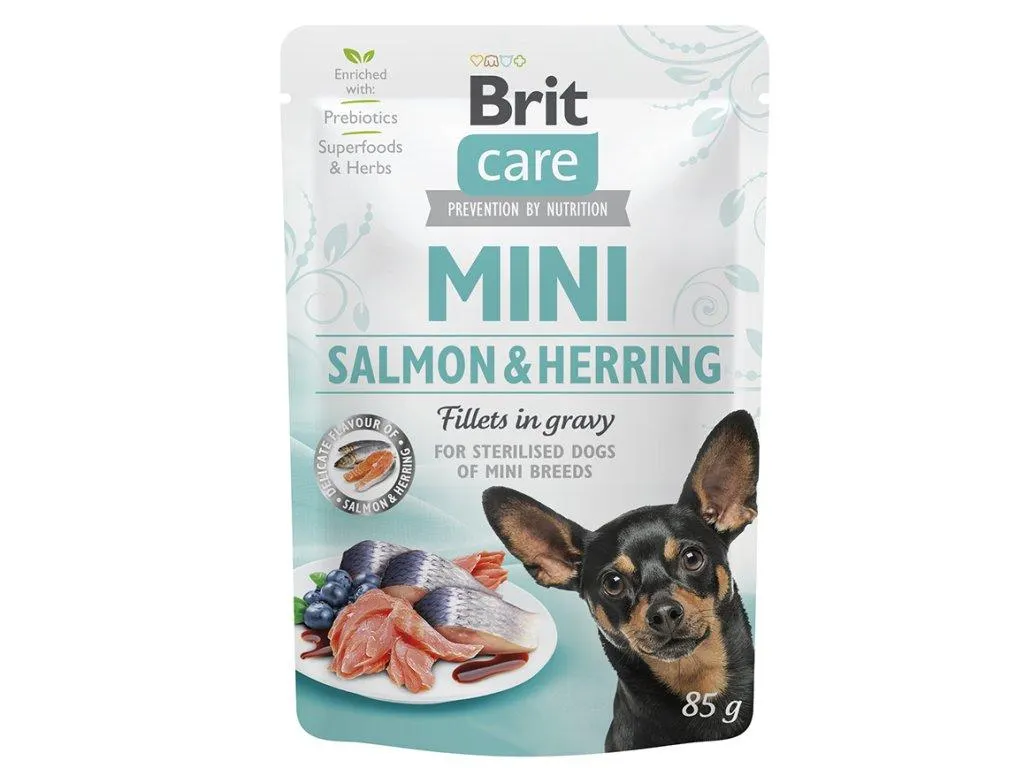 Kap.Brit Care Mini Salmon&Herring sterilised fillets in gravy 85g