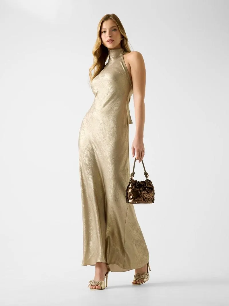 Vestido largo de cuello halter