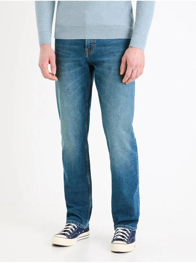 Modré pánské straight fit džíny Celio C5
