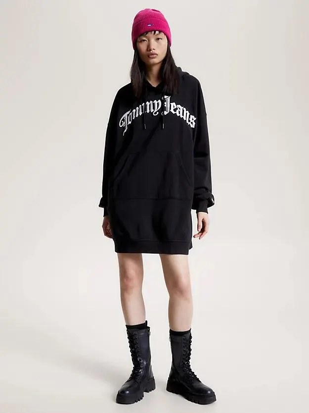 Grunge Logo Oversized Hoody Dress