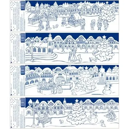 Okenní fólie pruhy, Vánoce na náměstí, různé motivy, 60 x 22,5 cm