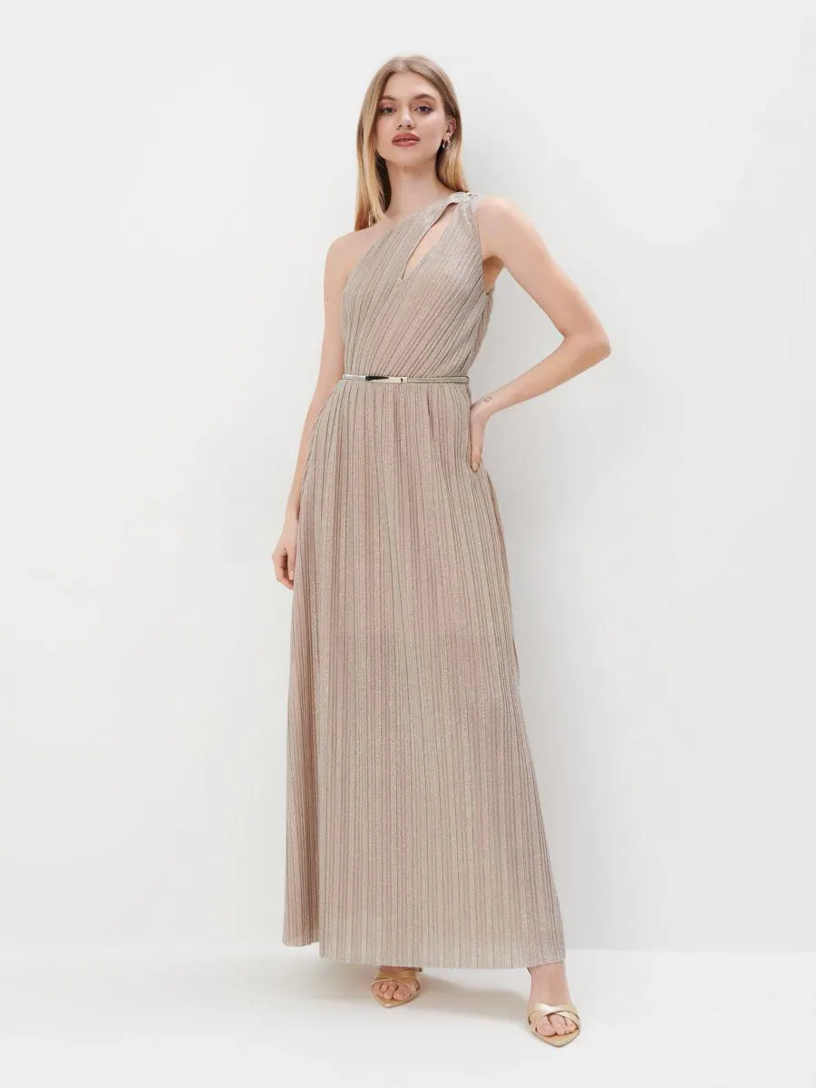 Maxi šaty s metalizovanou nití