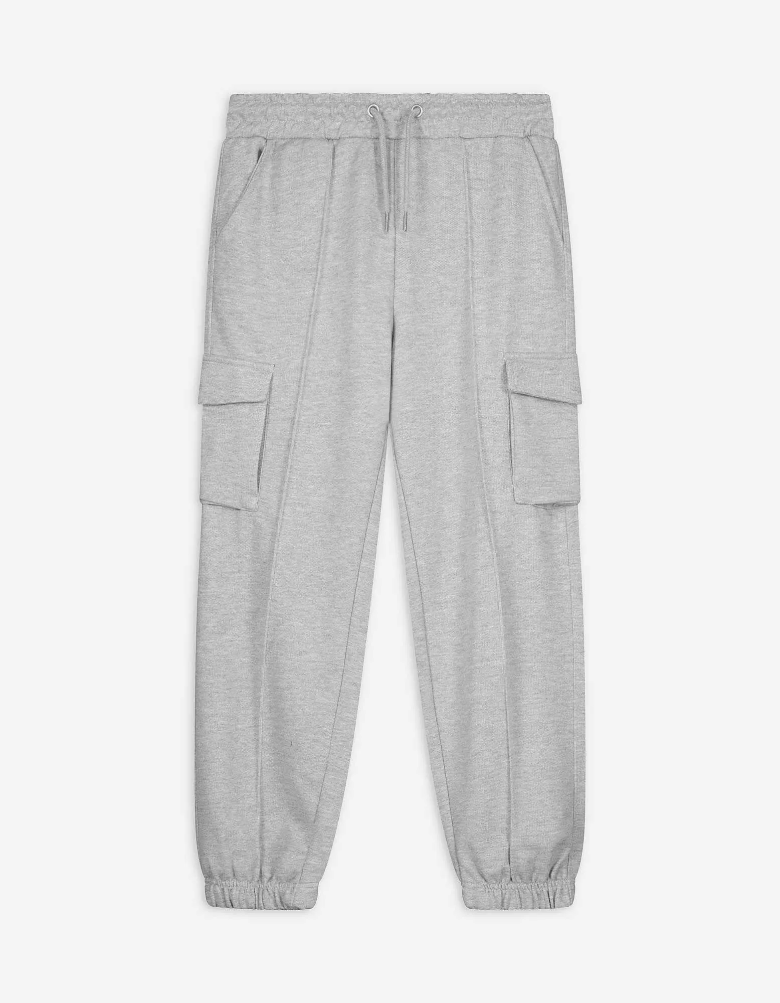 Padákové kalhoty - Našité kapsy - svetle šedá