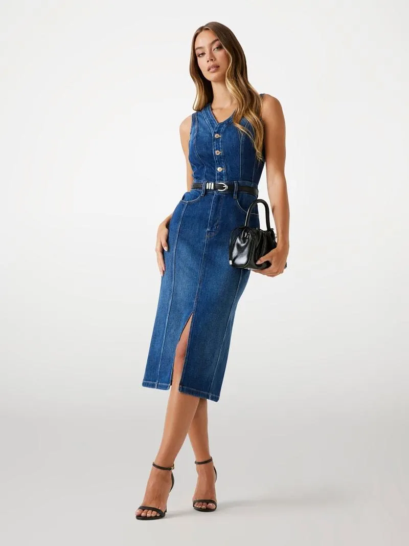 Vestido vaquero midi ceñido