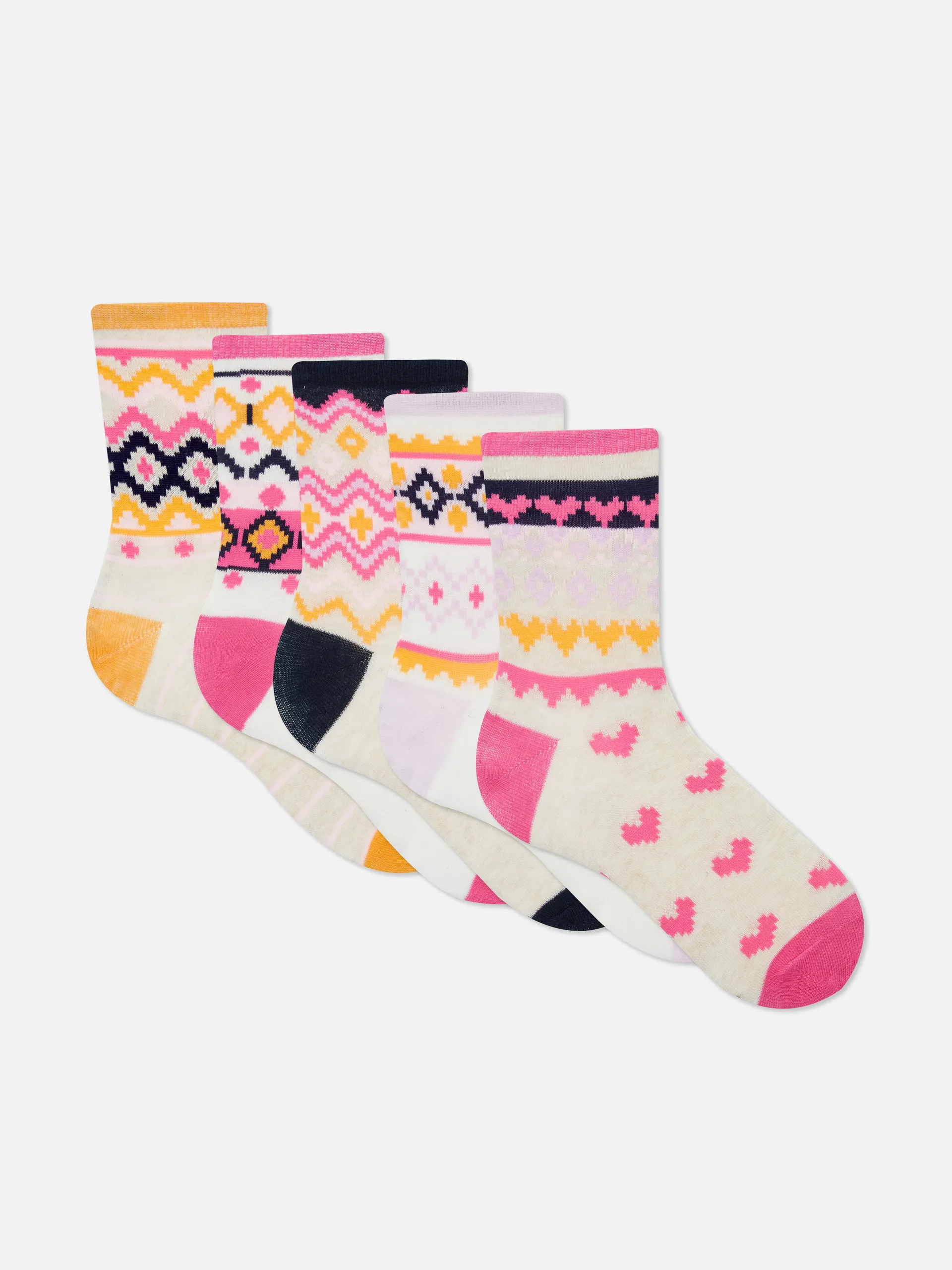 5 párů kotníkových ponožek Fair Isle