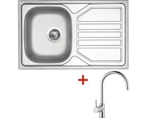 Nerezový dřez s baterií Sinks OKIO 800 V+VITALIA 500 x 800 mm OK800VVICL