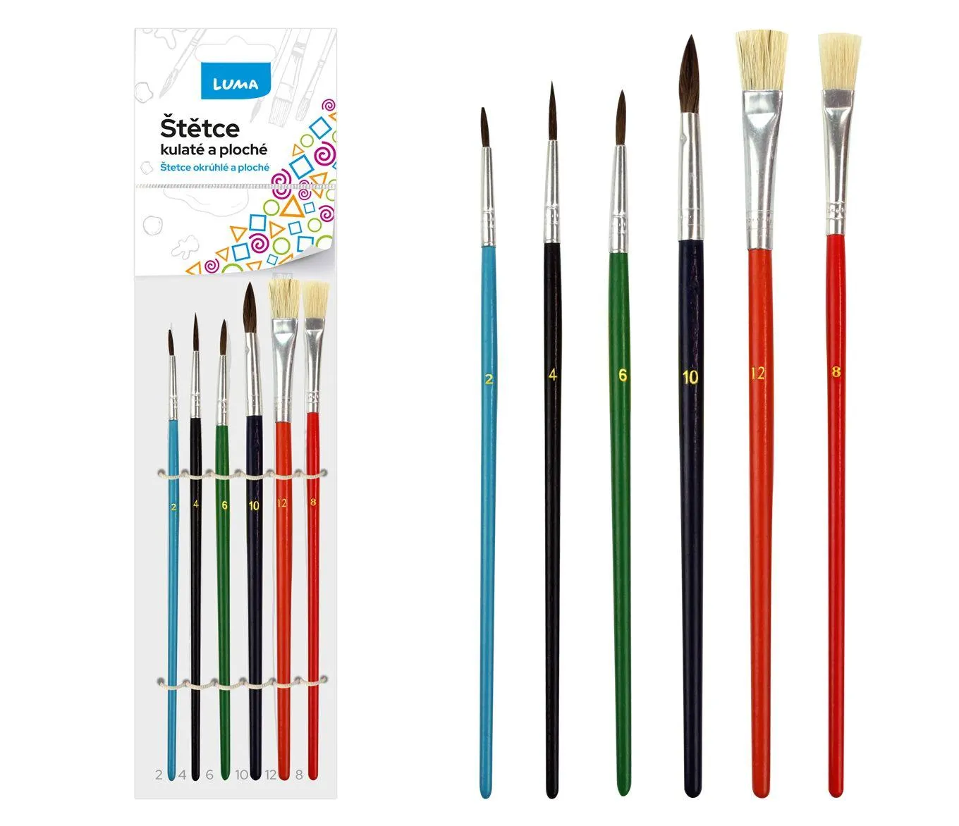 Štětce LUMA kulaté + ploché sada 6 ks mix