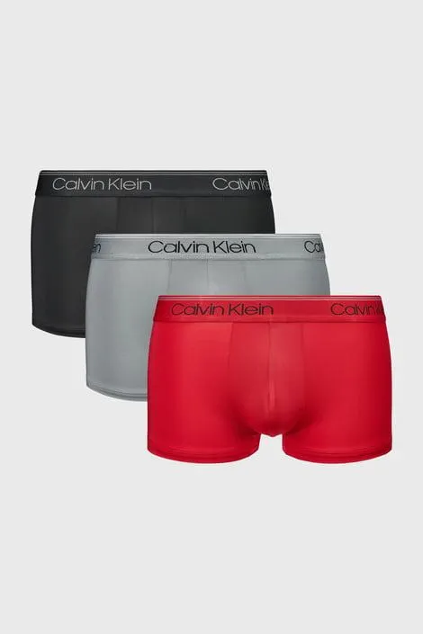 3PACK Boxerky Calvin Klein Microfiber Stretch - černočervená
