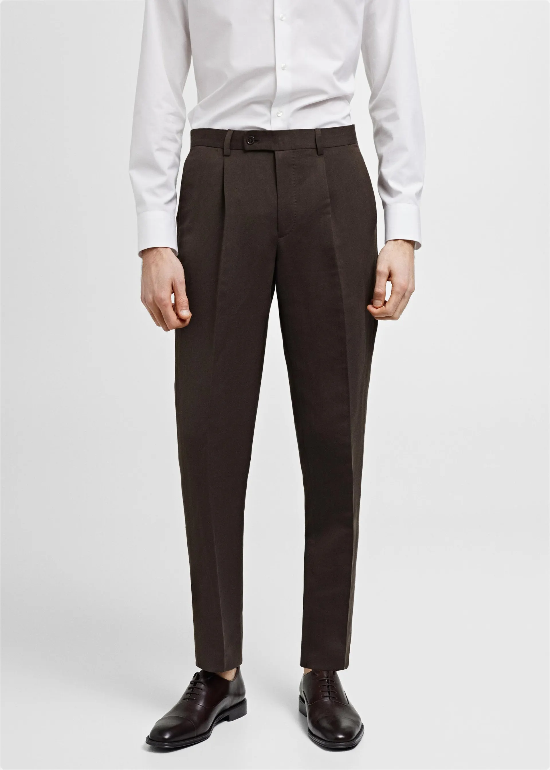 Oblekové kalhoty slim fit bavlna len
