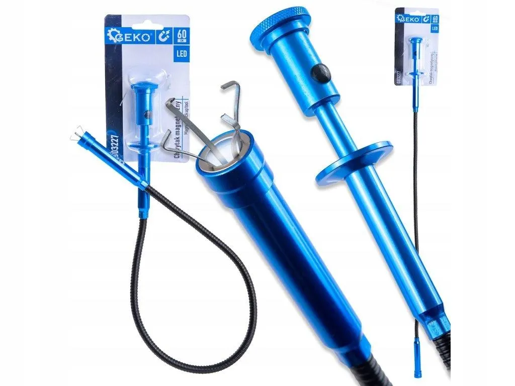 Magnetický vytahovák 60 cm, ohebný s LED světlem a čelistmi - G03227