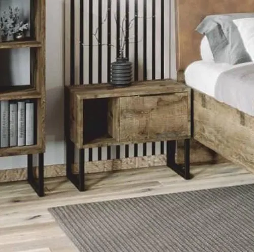 Noční stolek CARMEN černé nohy / dub frega