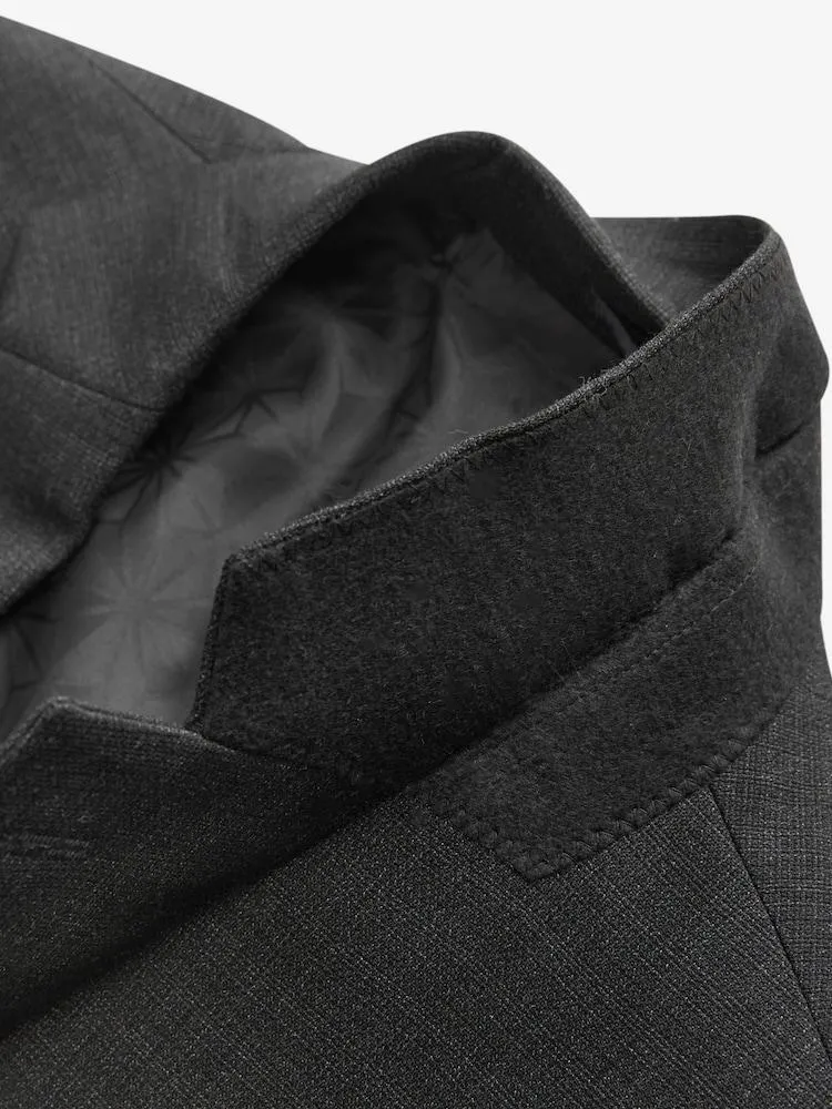 Černý - Střih na míru - Texturovaná obleková bunda z vlny Blend