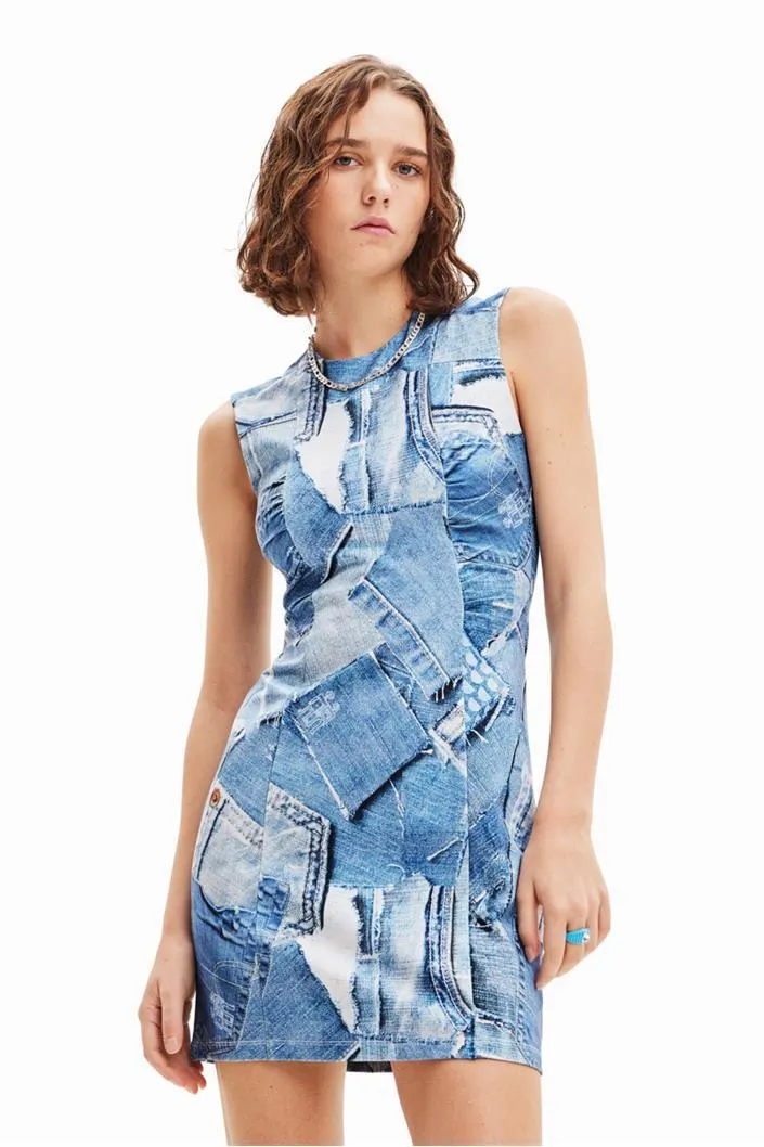 šaty Desigual Denam denim baby blue