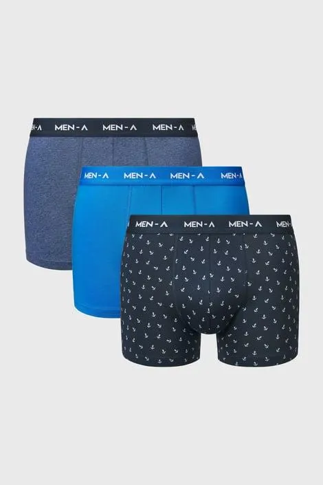 3PACK Boxerky MEN-A Roland - tmavěmodrá