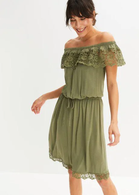 Carmen šaty s krajkou