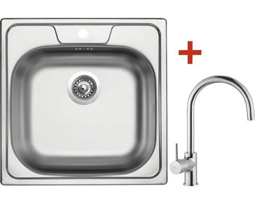 Nerezový dřez s baterií Sinks CLASSIC 480 5V+VITALIA 480 x 480 mm CL4805VVICL