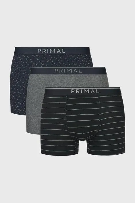 3PACK Boxerky Huntley - černošedá