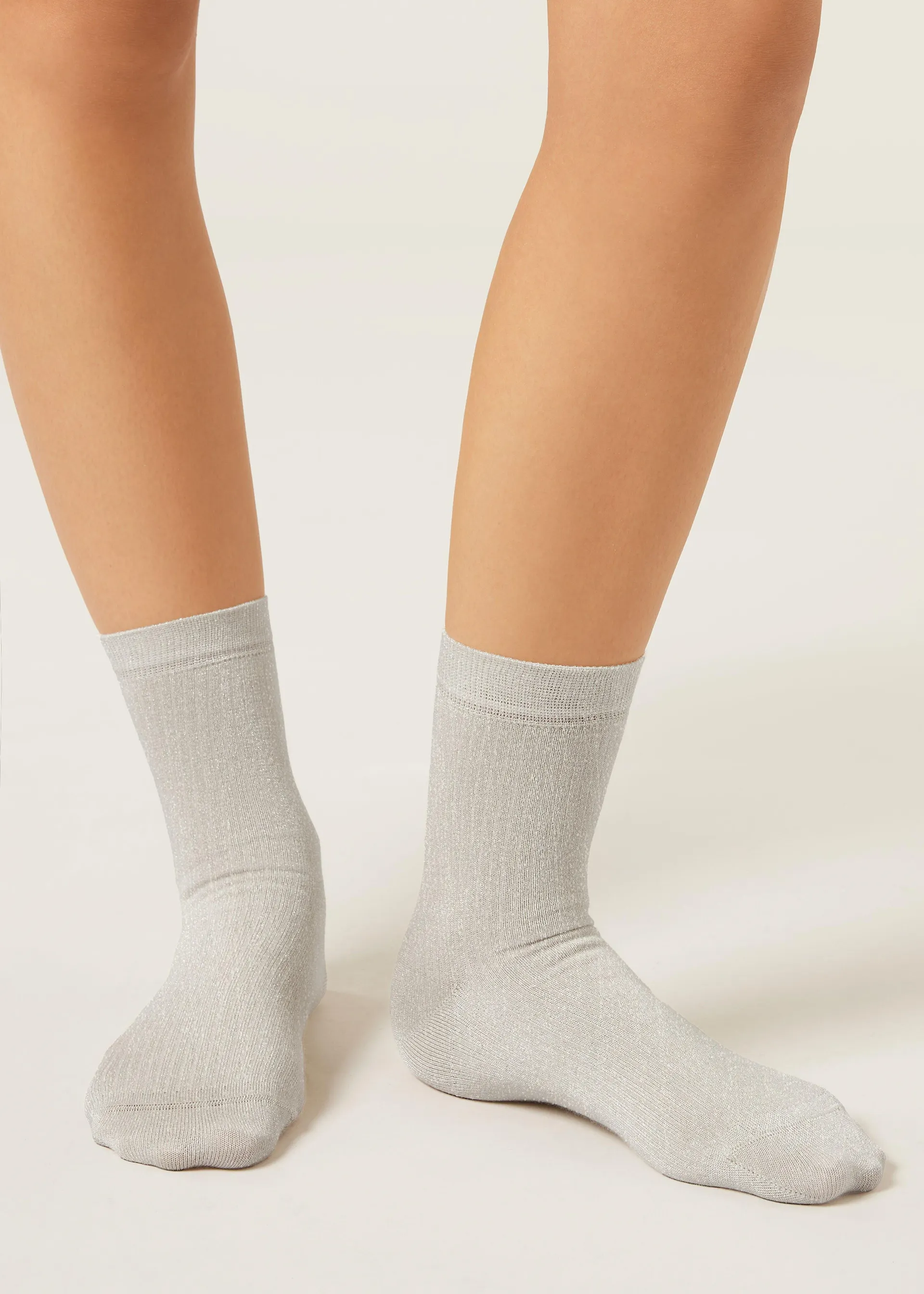 Třpytivé žebrované ponožky