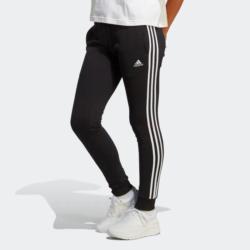Pantaloni donna fitness ADIDAS regular cotone leggero neri