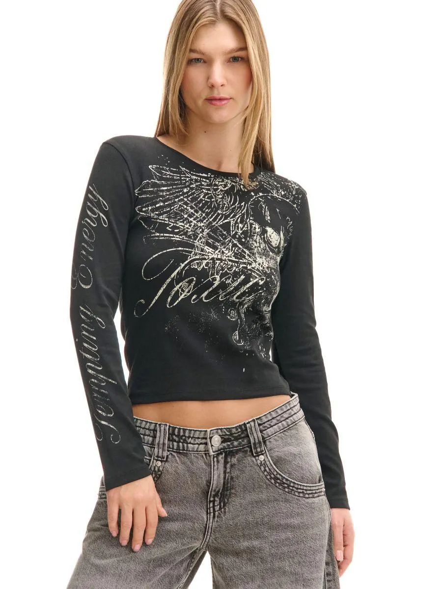 Tričko s potiskem a dlouhými rukávy