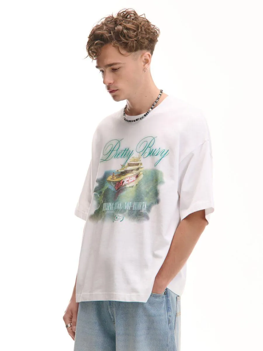 Bílá tričko s potiskem