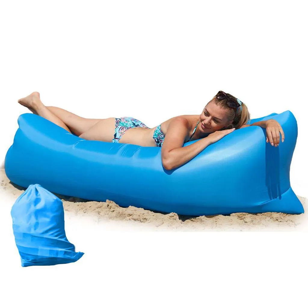 Nafukovací vzduchová pohovka Sedací polštář Zahrada 190x70 Camping Lounger Blue Air Bag Air Inlet Couch Air Sofa Bed Camping Beach Air Bed Retoo