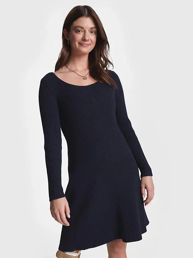 Adaptive Fit And Flare Ribbed Mini Dress