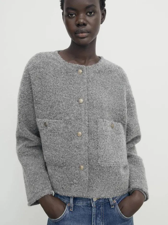 Krátká bunda se strukturou a spadlými rameny