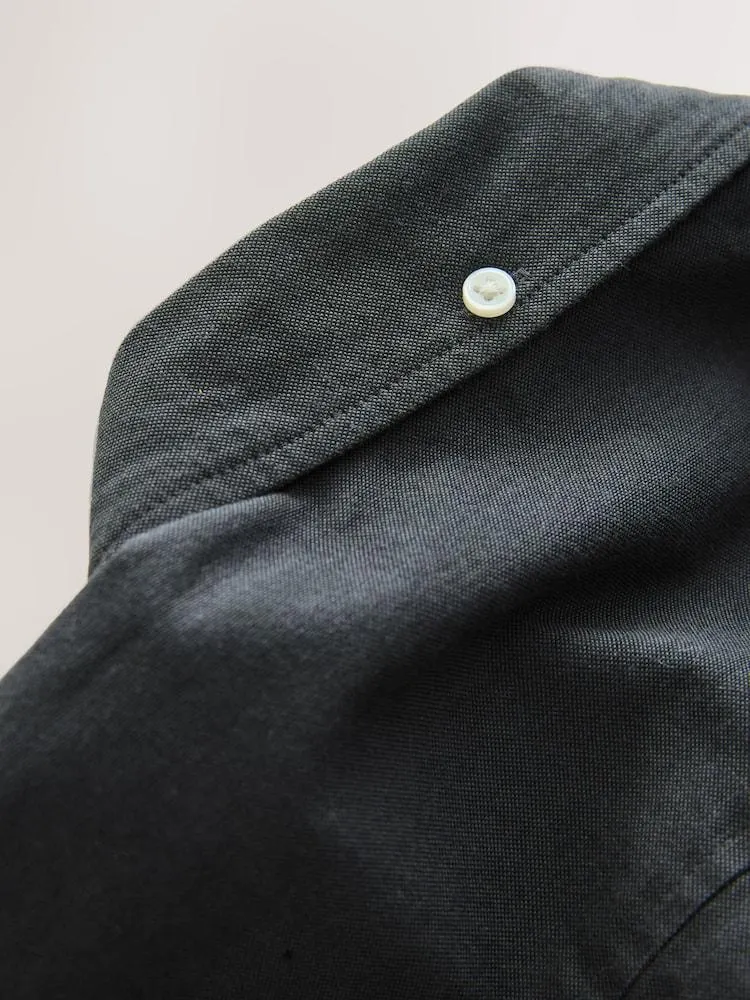 Tmavošedá - Slim Fit - Košile Oxford s dlouhými rukávy