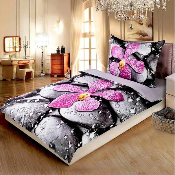 Povlečení ORCHIDEA černá, 70x90 a 140x200 cm