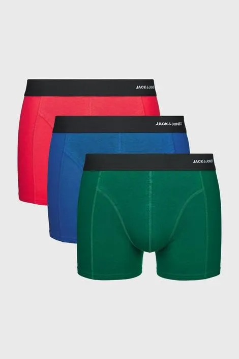 3PACK Bambusové boxerky JACK AND JONES Lucas - modrozelená