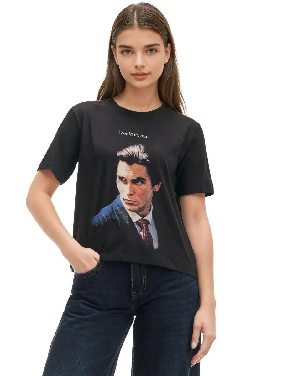 Černé tričko s potiskem American Psycho