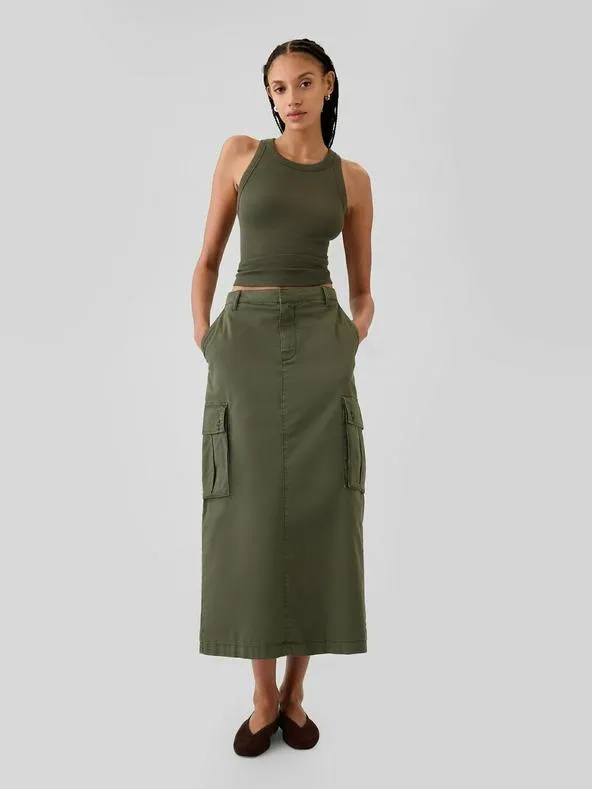 Midi sukně s kapsami Utility Cargo GAP