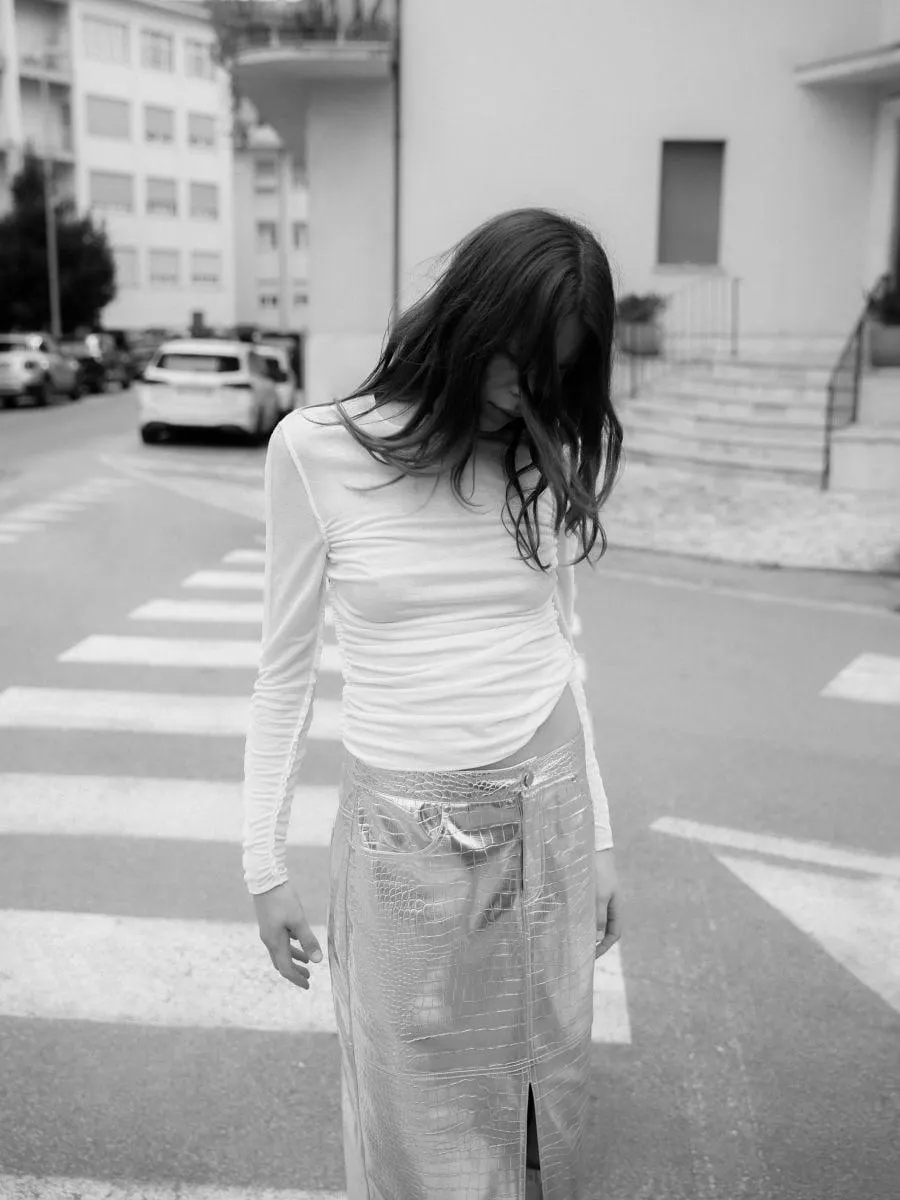 Tričko s dlouhými rukávy s řasením