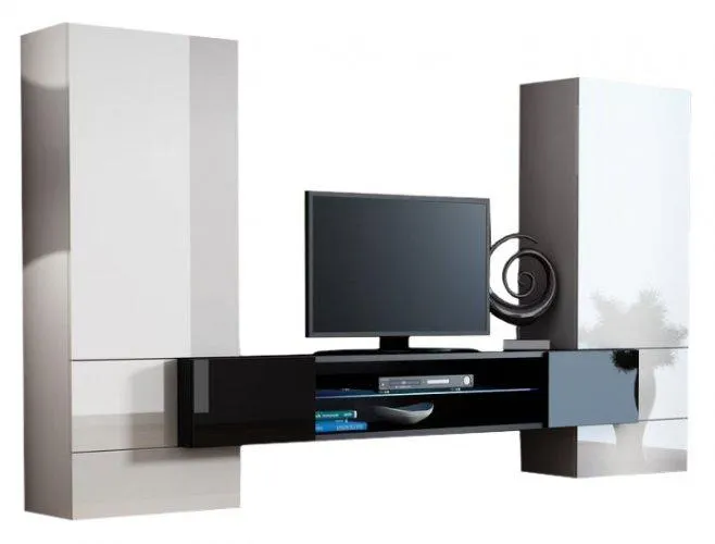 TORI obývací stěna, bílá/černá