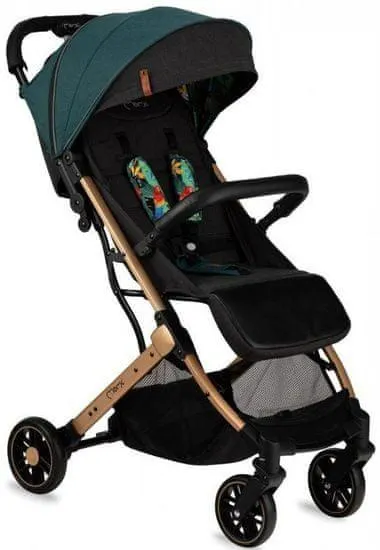 MoMi Kočárek ESTELLE 2022 zelený se zlatým rámem - rozbaleno