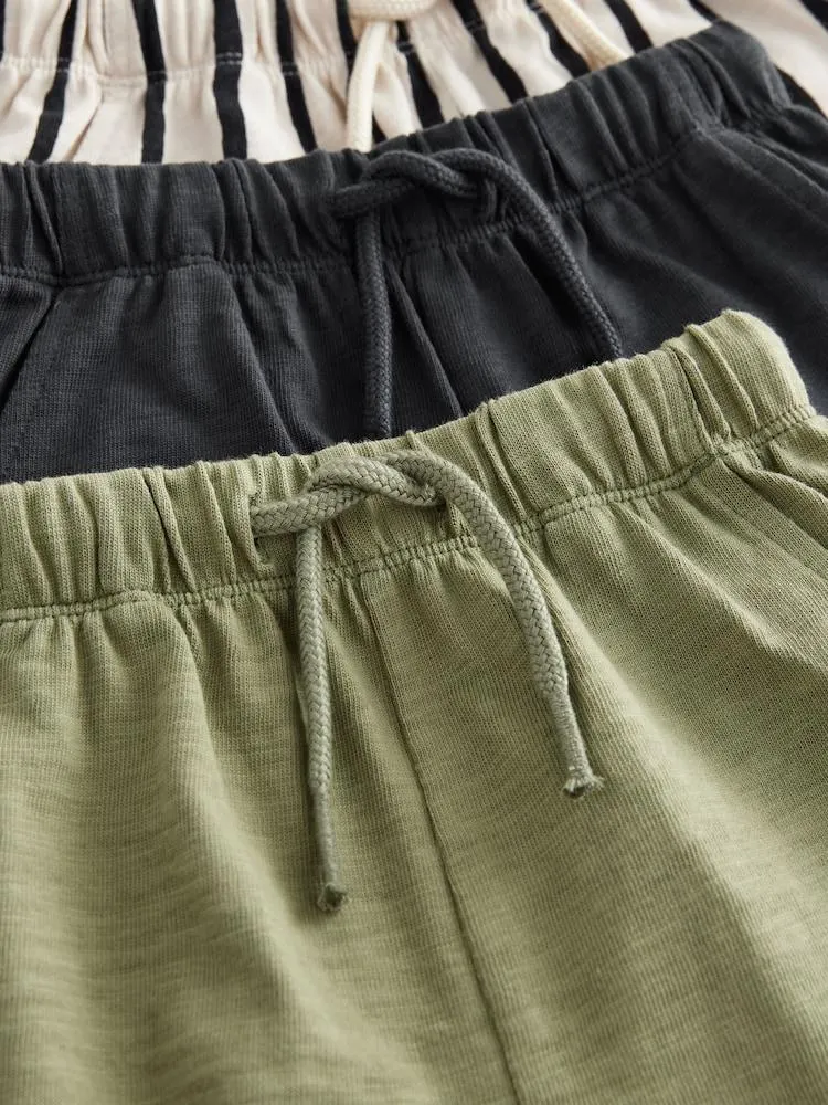 khaki/ zelená - Sada 3 triček a tepláků s krátkými rukávy (3měsíců -7let)