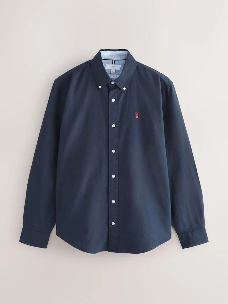 Tmavě modré - Klasicky padnoucí - Košile Oxford s dlouhými rukávy