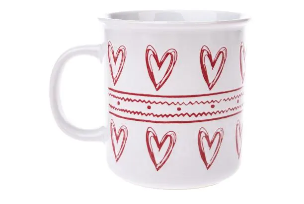 Hrnek 710 ml, bílý se srdíčky