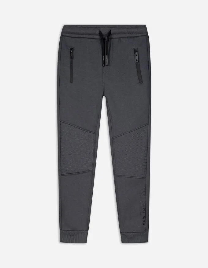 Joggingové kalhoty - Natištěný text - tmave seda