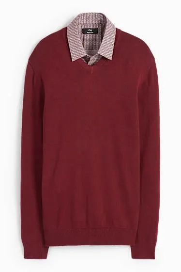 Fine knit jumper and shirt - regular fit - kent collar